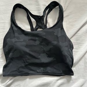 Long line black camo sports bra